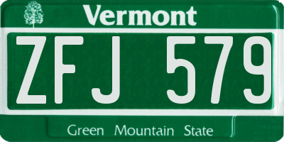 VT license plate ZFJ579