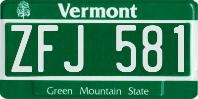 VT license plate ZFJ581