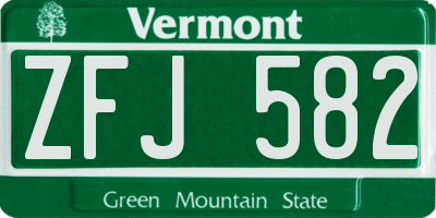 VT license plate ZFJ582