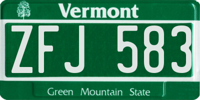 VT license plate ZFJ583
