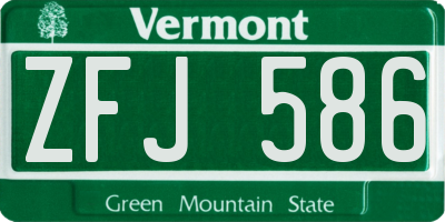 VT license plate ZFJ586