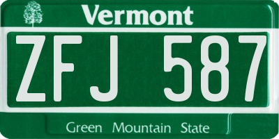 VT license plate ZFJ587
