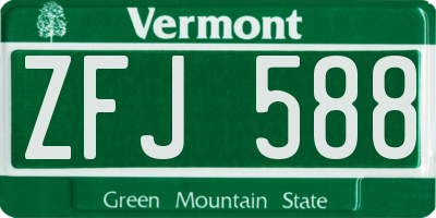 VT license plate ZFJ588
