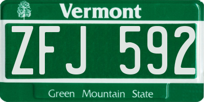 VT license plate ZFJ592