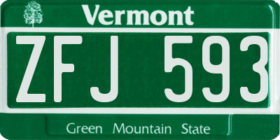 VT license plate ZFJ593