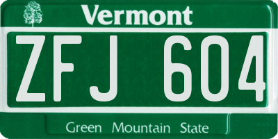 VT license plate ZFJ604