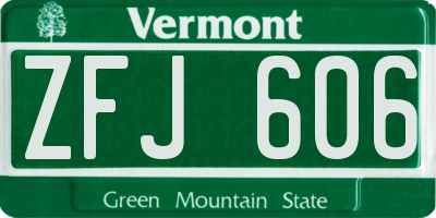 VT license plate ZFJ606