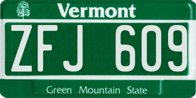 VT license plate ZFJ609