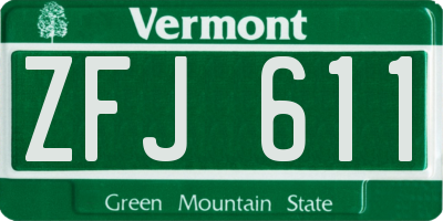 VT license plate ZFJ611