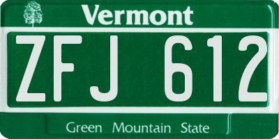 VT license plate ZFJ612