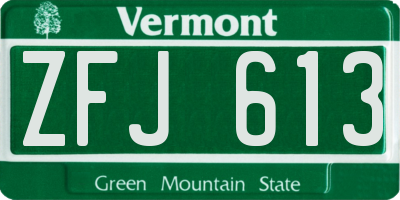 VT license plate ZFJ613