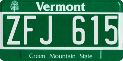 VT license plate ZFJ615