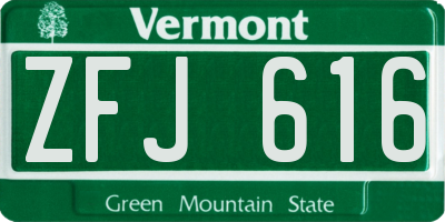 VT license plate ZFJ616