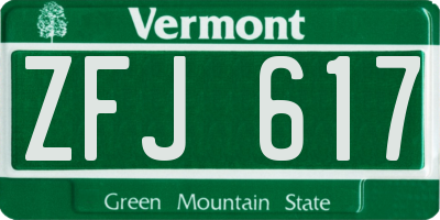 VT license plate ZFJ617