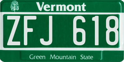 VT license plate ZFJ618