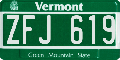 VT license plate ZFJ619