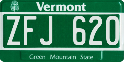 VT license plate ZFJ620