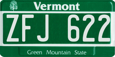 VT license plate ZFJ622
