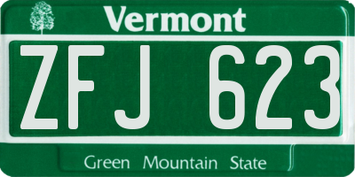 VT license plate ZFJ623