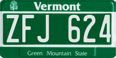 VT license plate ZFJ624