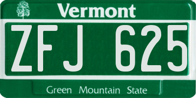 VT license plate ZFJ625