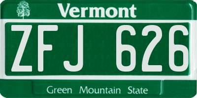 VT license plate ZFJ626