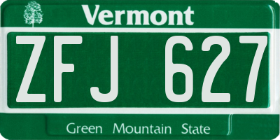 VT license plate ZFJ627
