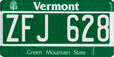 VT license plate ZFJ628