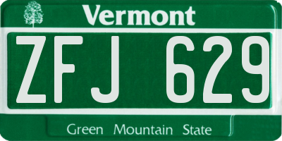 VT license plate ZFJ629