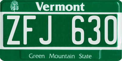 VT license plate ZFJ630