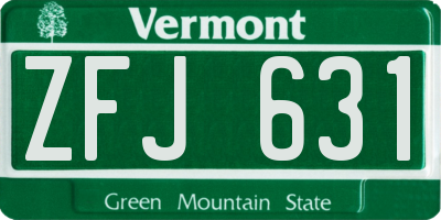 VT license plate ZFJ631