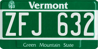VT license plate ZFJ632