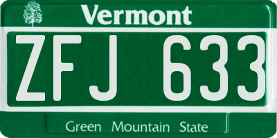 VT license plate ZFJ633