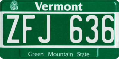 VT license plate ZFJ636