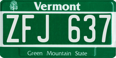 VT license plate ZFJ637