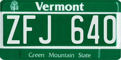 VT license plate ZFJ640