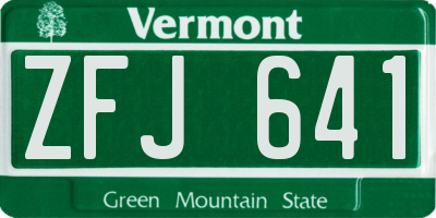 VT license plate ZFJ641