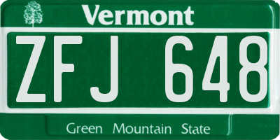 VT license plate ZFJ648
