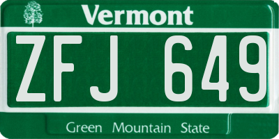 VT license plate ZFJ649