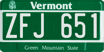 VT license plate ZFJ651