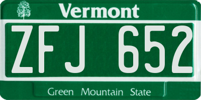 VT license plate ZFJ652