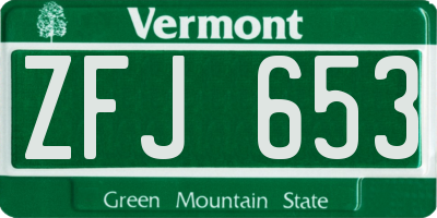 VT license plate ZFJ653