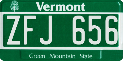 VT license plate ZFJ656