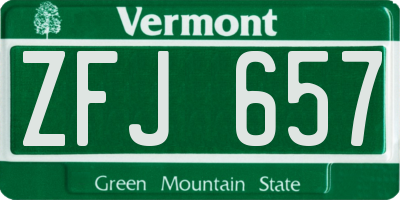 VT license plate ZFJ657
