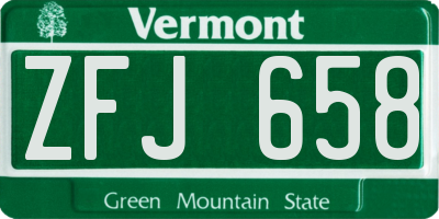 VT license plate ZFJ658