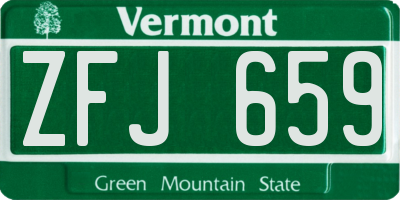 VT license plate ZFJ659