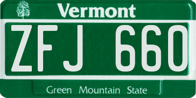 VT license plate ZFJ660