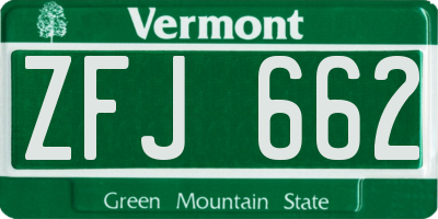 VT license plate ZFJ662