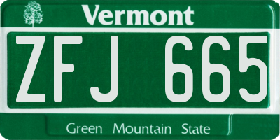 VT license plate ZFJ665