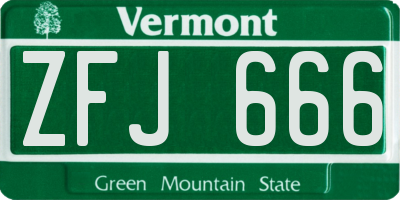 VT license plate ZFJ666
